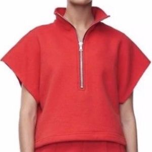 Good American Chunky Sweatshirt Zip Crop Top